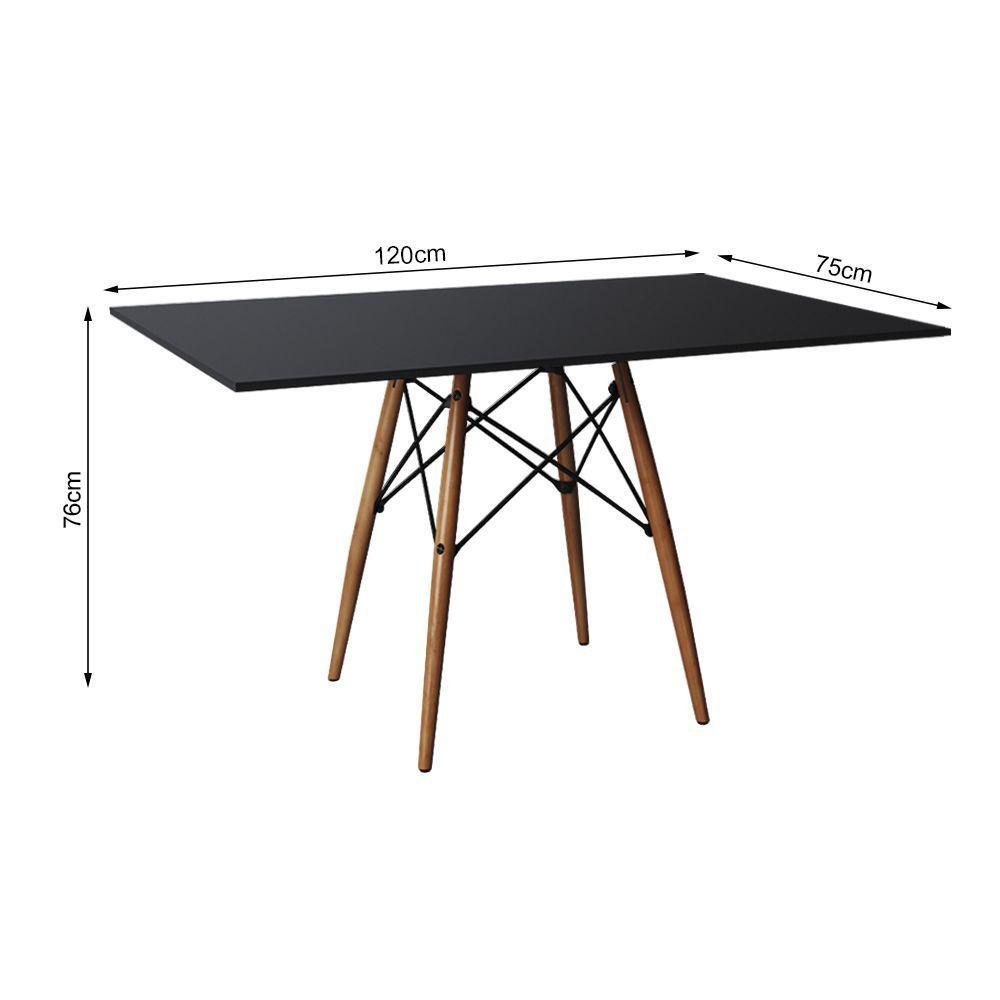 Conjunto de Mesa Eiffel Retangular Tampo de Madeira 120x75cm Preto com 4 Cadeiras Katrina Vermelha a - 2