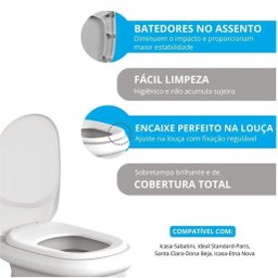 Tampa Assento Vaso Sanitário Paris/sabatini Branco Astra - 5