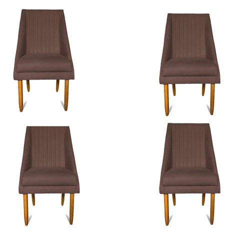 Kit 04 Cadeiras Para Sala De Jantar Ana Pés Palito Suede Marrom - D'Classe Decor