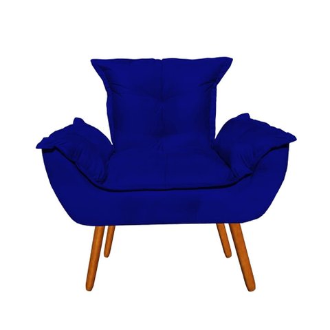 Poltrona Opala Sala de Estar Luxo Suede Azul Marinho