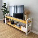 Ver imagem 5 de Rack para TV Linea 140cm de Madeira Pinus Nozes e Branco Artfactory Design