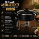 Ver imagem 6 de Rechaud 5 Litros Completo Kit Panela Antiaderente 5L Fogareiro Caldo Sopas Suporte Tampa de Vidro Pr