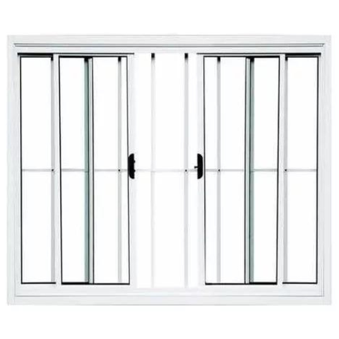 Janela de Alumínio Abertura Central 4 Folhas com Grade 100x180cm Branco Allo Esquadrias