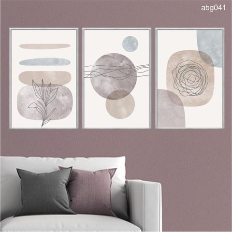 Kit 03 Quadros Decorativos - Arte Abstrata Linhas Minimalista Abg041 - Vidro 60x80cm