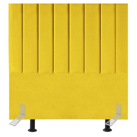 Cabeceira Estofada Cama Box Solteiro 90 Cm Maya Suede e Frame Amarelo