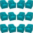 Ver imagem 1 de Kit 12 Poltronas Mila Pé de Plástico Cromado - Azul-turquesa Suede