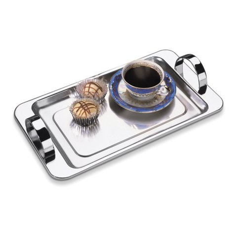 Bandeja Para Cafezinho 17 x 30 Cm Com Alça Inox