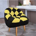 Ver imagem 2 de Kit 02 Poltrona Paloma Escritório Sala Pé Palito Suede Preto e Suede Amarelo - Dominic Decor