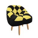 Ver imagem 3 de Kit 02 Poltrona Paloma Escritório Sala Pé Palito Suede Preto e Suede Amarelo - Dominic Decor