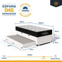 Ver imagem 4 de Cama Box Baú com Colchão de Espuma D45 Ortobom Airtech 150 + Auxiliar Unique Solteiro 88cm
