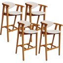 Ver imagem 1 de Kit 04 Banquetas Alta para Cozinha Bancada Bar Sala de Jantar Fixa Cecília L02 Linho Cru - Lyam