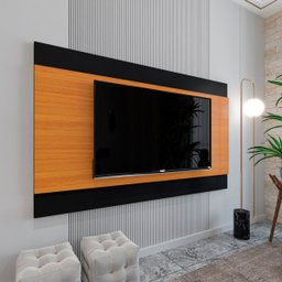Painel Itália com Alto Brilho para Tv até 65 Polegadas:preto/cedro - 4