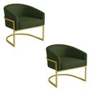 Ver imagem 2 de Poltrona Sala Decorativa Kit 2 Arielle Industrial Dourado Sintético Pu D03 - D’Rossi