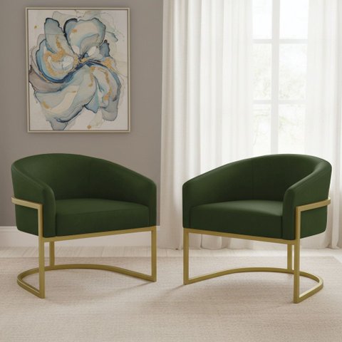Poltrona Sala Decorativa Kit 2 Arielle Industrial Dourado Sintético Pu D03 - D’Rossi