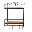 Ver imagem 1 de Prateleira Organizadora Dupla Ferro Preta Madeira 50x40