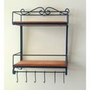 Ver imagem 2 de Prateleira Organizadora Dupla Ferro Preta Madeira 50x40