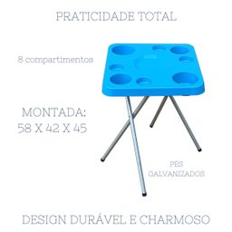 Mesa Petisqueira Desmontável/dobrável Azul Elegante Plus - 4