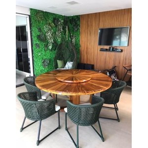 Conjunto de Mesa em Corda Náutica Jasmin - 6 Cadeiras Com Mesa de Tampo Giratório