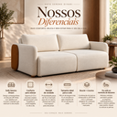 Ver imagem 3 de Sofá Sereno Retrátil Reclinavel Moderno Elegante Organico Divani em Bouclé Off White e Courino Caram