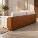 Ver imagem 6 de Sofá Sereno Retrátil Reclinavel Moderno Elegante Organico Divani em Bouclé Off White e Courino Caram