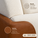 Ver imagem 2 de Sofá Sereno Retrátil Reclinavel Moderno Elegante Organico Divani em Bouclé Off White e Courino Caram