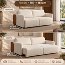 Ver imagem 7 de Sofá Sereno Retrátil Reclinavel Moderno Elegante Organico Divani em Bouclé Off White e Courino Caram