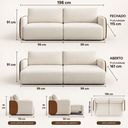 Ver mais imagens de Sofá Sereno Retrátil Reclinavel Moderno Elegante Organico Divani em Bouclé Off White e Courino Caram