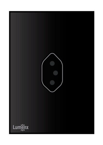 Tomada Simples 10 ampere Preto Acrílico Glass Preto - 1