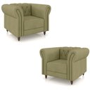 Ver imagem 2 de Kit 2 Poltronas Decorativas Sala de Estar Stanford Chesterfield Pés de Madeira Couro Fendi G58 - Gra