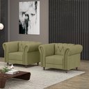 Ver imagem 1 de Kit 2 Poltronas Decorativas Sala de Estar Stanford Chesterfield Pés de Madeira Couro Fendi G58 - Gra