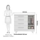 Ver imagem 5 de Cômoda Infantil Retrô 1 Porta e 4 Gavetas Branco Brilho - Móveis Peroba