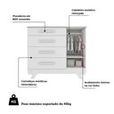 Ver imagem 4 de Cômoda Infantil Retrô 1 Porta e 4 Gavetas Branco Brilho - Móveis Peroba