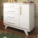 Ver imagem 2 de Cômoda Infantil Retrô 1 Porta e 4 Gavetas Branco Brilho - Móveis Peroba