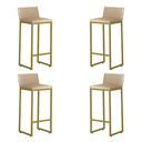 Ver imagem 1 de Kit 4 Banquetas Alta Dani Reforçada Decorativa Balcão Bancada Cozinha Bar Base Dourada Courino Bege