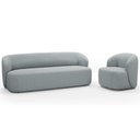 Ver imagem 1 de Sofá 3 Lugares 205cm com Poltrona Giratória Orgânica Heidy F04 Linho Cinza - Lyam Decor