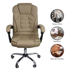 Cadeira de Escritório Presidente Reclinável Ergonômica - Bege - 2