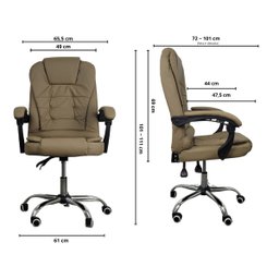 Cadeira de Escritório Presidente Reclinável Ergonômica - Bege - 9
