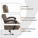 Ver imagem 7 de Cadeira de Escritório Presidente Reclinável Ergonômica - Bege