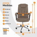 Ver imagem 4 de Cadeira de Escritório Presidente Reclinável Ergonômica - Bege
