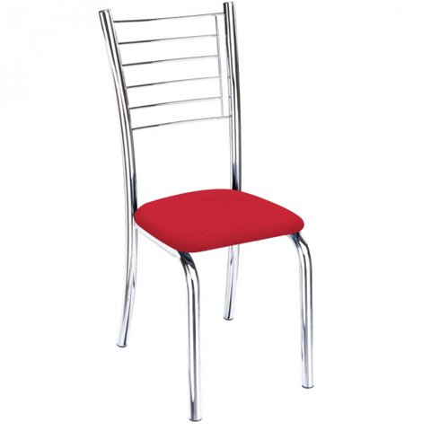 Cadeira Iara Cromada para Cozinha Corino Vermelho-Gat Magazine