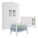 Ver imagem 1 de Quarto de Bebê New Selena 4 Portas com Berço Lila e Cômoda Gran Selena Branco Brilho – Carolina Móve