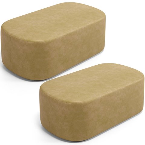 Kit 02 Puffs Decorativos Orgânicos para Living Quarto 100cm Doha W01 Couríssimo Fendi - Lyam Decor