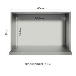 Armário Aéreo 60cm com Nicho para Microondas e Forno Elétrico Nice Madesa - 8