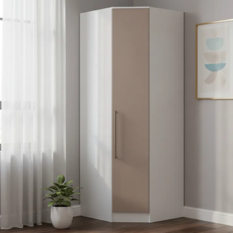 Guarda-Roupa Canto Oblíquo 1 Porta 100% MDF Requinte+ Branco/Line/Duna