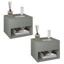 Ver imagem 1 de Kit 2 Mesas de Cabeceira Suspensa de Fixar na Parede 1 Gaveta e Nicho- Cinza - Lh Móveis