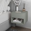 Ver imagem 4 de Kit 2 Mesas de Cabeceira Suspensa de Fixar na Parede 1 Gaveta e Nicho- Cinza - Lh Móveis