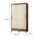 Ver imagem 2 de Guarda Roupa Solteiro 2 Portas de Correr com Pés e Cômoda Fit Jequitibá Off White Acetinado -