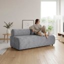 Ver imagem 3 de Sofá 3 Lugares e Puff para Sala Orgânico Nara Base Fixa Suede D03 - D'Rossi