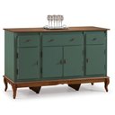 Ver imagem 1 de Balcão Buffet 4 Portas e 3 Gavetas com Pés Luiz XV 60635 Linz Móveis - Verde Musgo/Imbuia