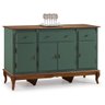 Balcão Buffet 4 Portas e 3 Gavetas com Pés Luiz XV 60635 Linz Móveis - Verde Musgo/Imbuia - 1